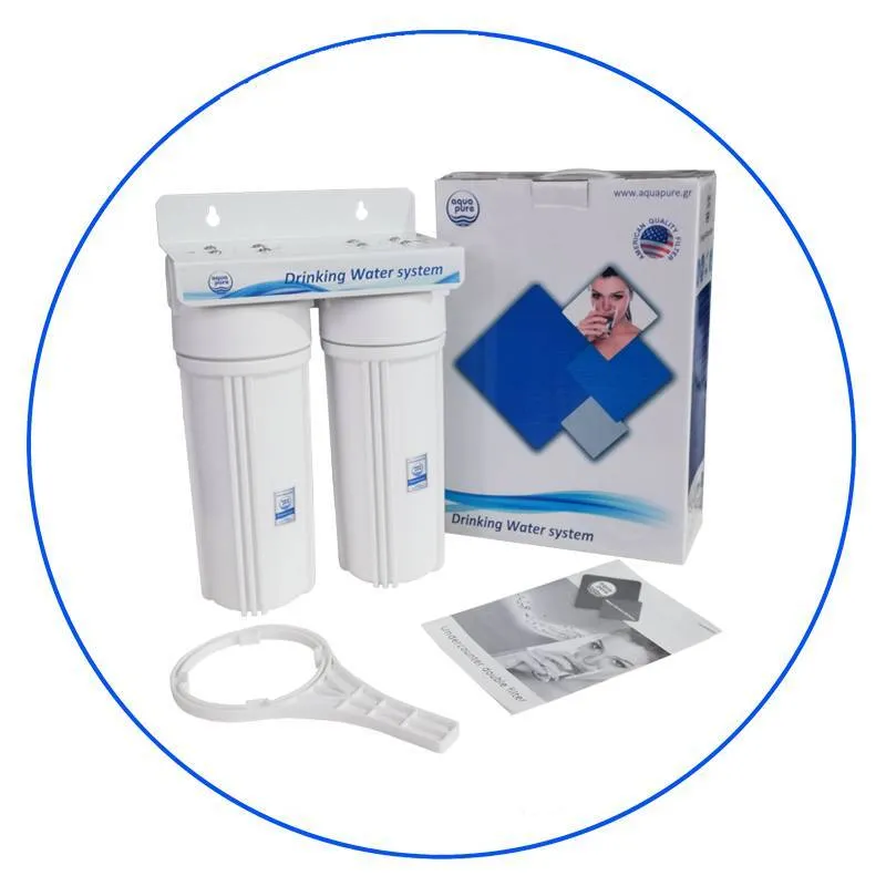 Φιλτροθήκη Διπλή Κάτω Πάγκου 10″ APTWIN της Aqua Pure