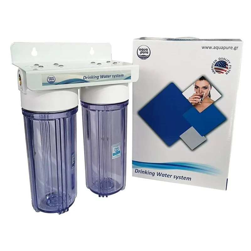 Φιλτροθήκη Κεντρικής Παροχής 10″ APTWIN-CL12 με είσοδο/έξοδο1/2' της Aqua Pure