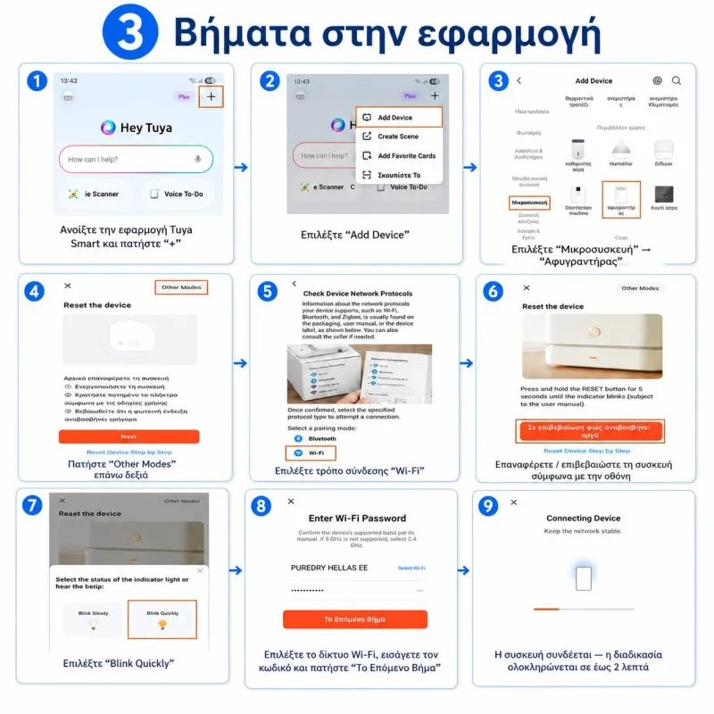 Ένδειξη Wi-Fi στον μαύρο αφυγραντήρα Puredry PDDW10200